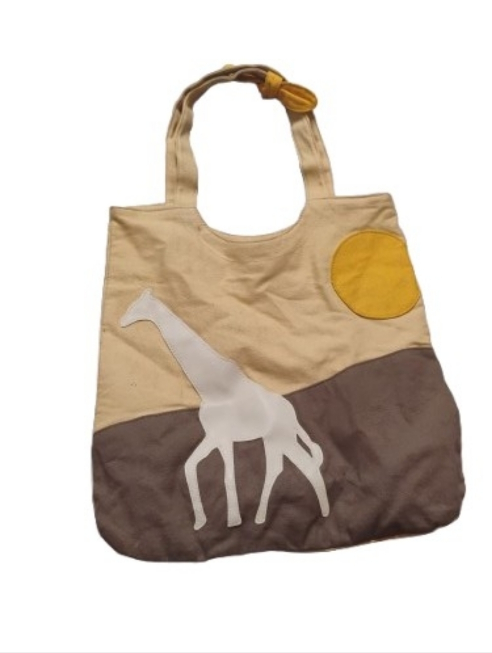 Canvas Giraffe Safari Applique Canvas Tote Bag OS